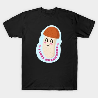 I Love Mushroom Art Design T-Shirt